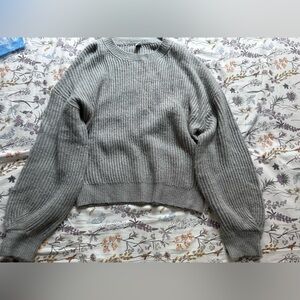 Simons Gray Ribbed Sweater Cardigan